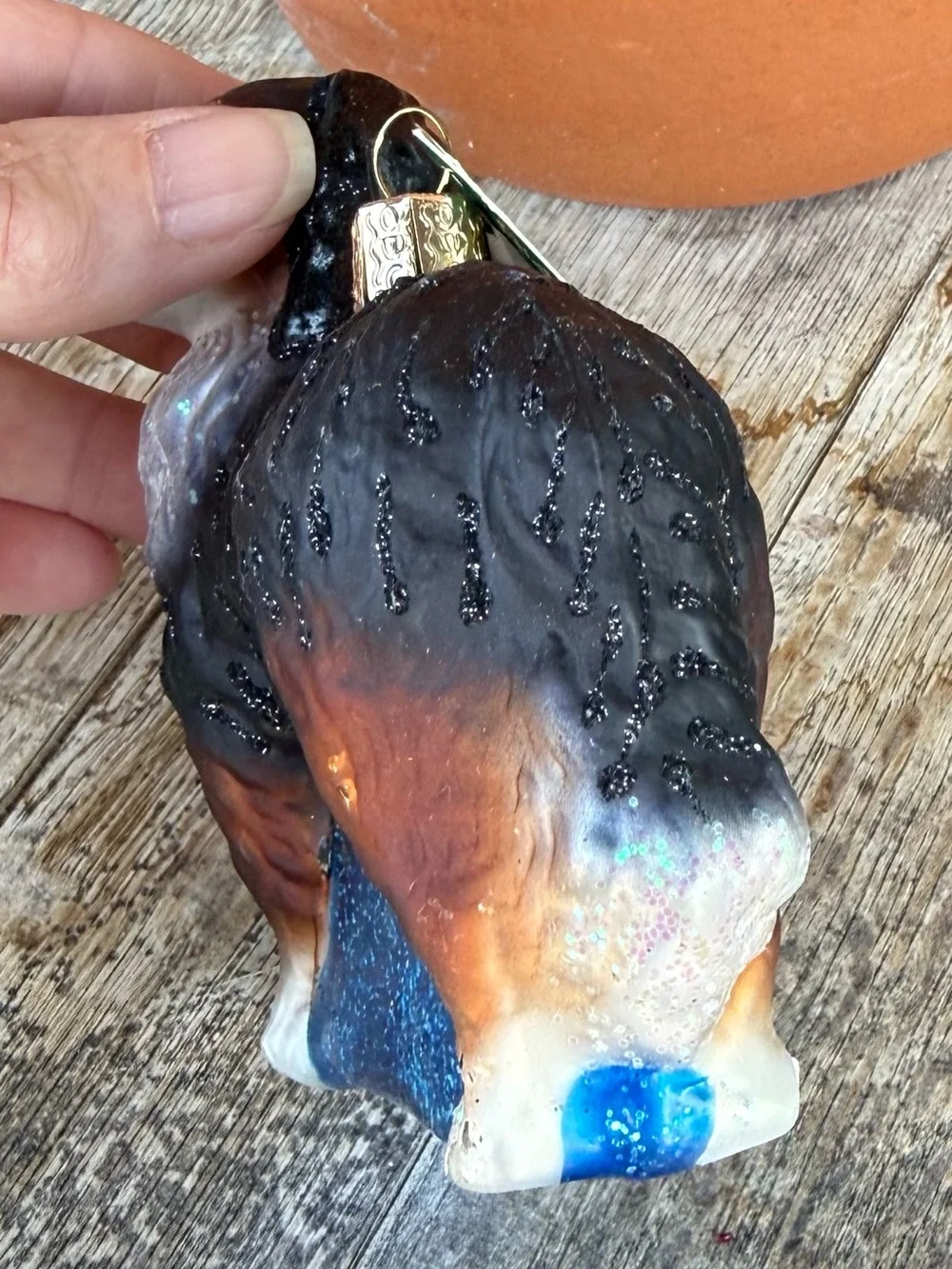 Old World Hand Blown Glass Christmas Ornament Bernese Mountain Dog